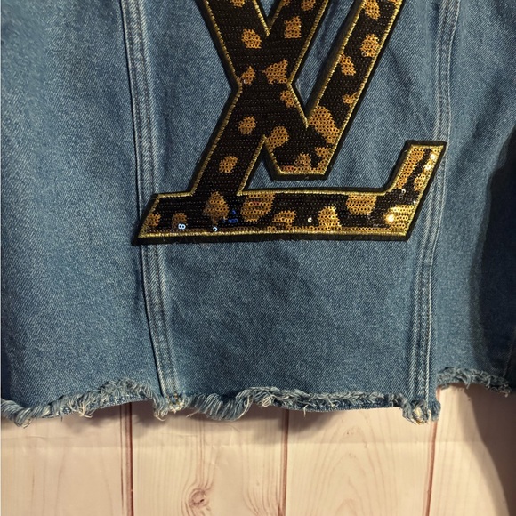 PINK by VICTORIA’S SECRET DESIGNER INSPIRED LOUIS V CROPPED DENIM JACKET | XS/S - Picture 5 of 10